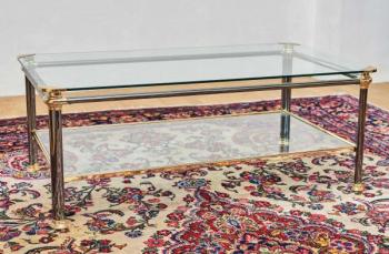 Designový konferenční stolek z čirého skla a kovu Designový konferenční stolek z čirého skla a kovu