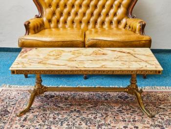 Starožitný konferenční stolek s přírodním onyxem Starožitný konferenční stolek s přírodním onyxem